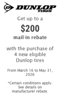 tire rebates dunlop