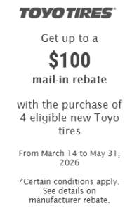tire rebates toyo tires