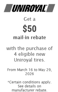 tire rebates uniroyal