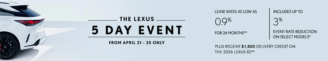 RSVP for the Lexus 5 Day Event